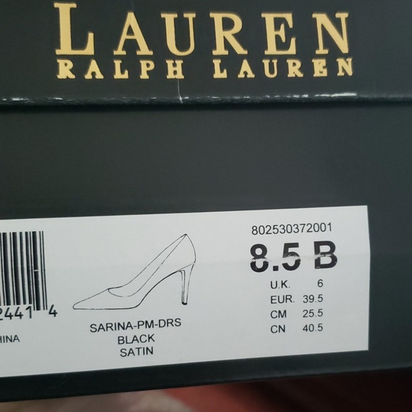 Ralph Lauren Sarina black satin heels - Picture 7 of 8